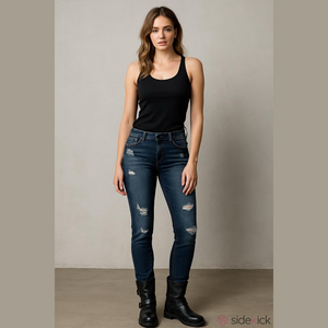Women's Teens Dollhouse Blue Distressed Straight Leg Jeans Juniors 9